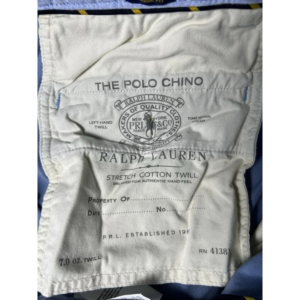 Polo Ralph Lauren Men’s Chino Shorts Light Blue Flat Front Casual Preppy Size 35